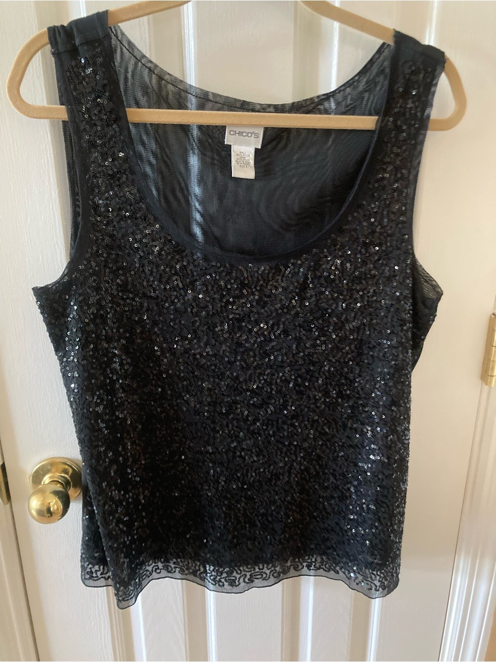 Chico's Black Sequin Scoop Neck Camisole